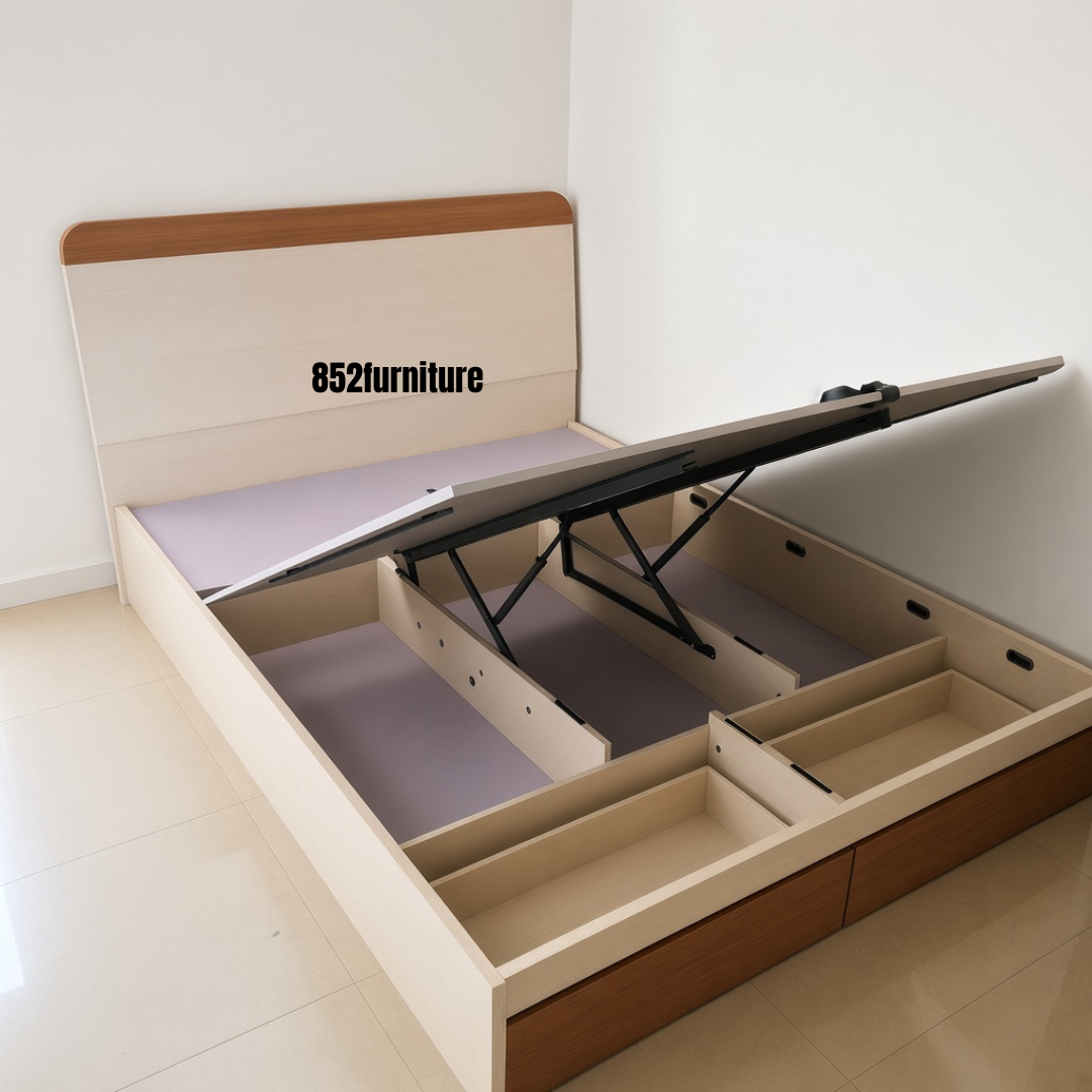 (包送貨安裝 | Delivery and Assembly Included) A642 木制櫃筒大床 (Wooden cabinet style bed)