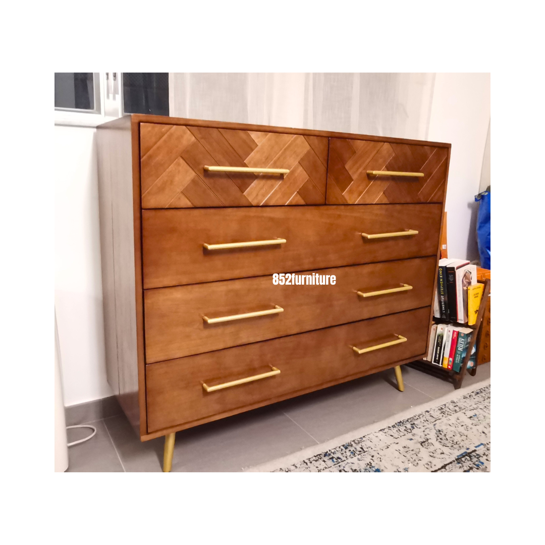 (包送貨安裝 | Delivery and Assembly Included) A247 北歐實木五桶櫃(Wooden Chest of Drawers)