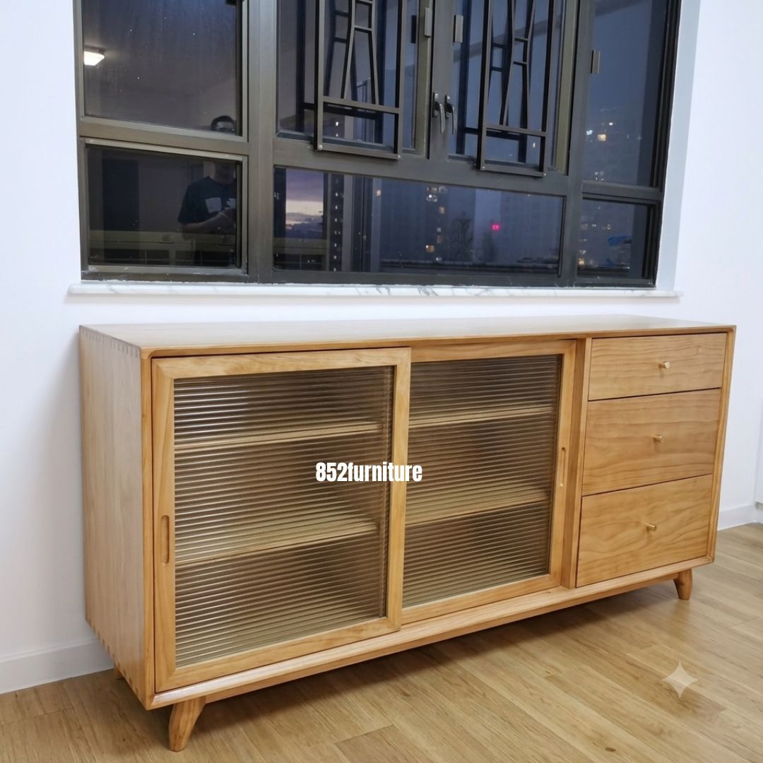 (包送貨安裝 | Delivery and Assembly Included) A099松木玻璃餐邊櫃 (dining sideboard)