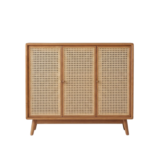 (包送貨安裝 | Delivery and Assembly Included) A138 日式藤織面三門鞋櫃 (rattan shoe cabinet)