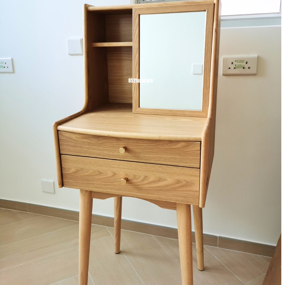 (包送貨安裝 | Delivery and Assembly Included) A590橡膠木梳妝台(不連椅, Dressing Table, No Chair)
