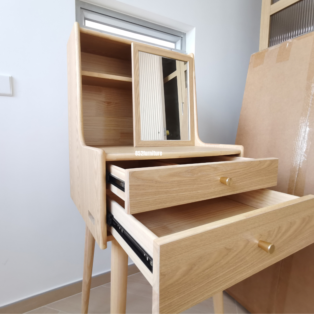 (包送貨安裝 | Delivery and Assembly Included) A590橡膠木梳妝台(不連椅, Dressing Table, No Chair)