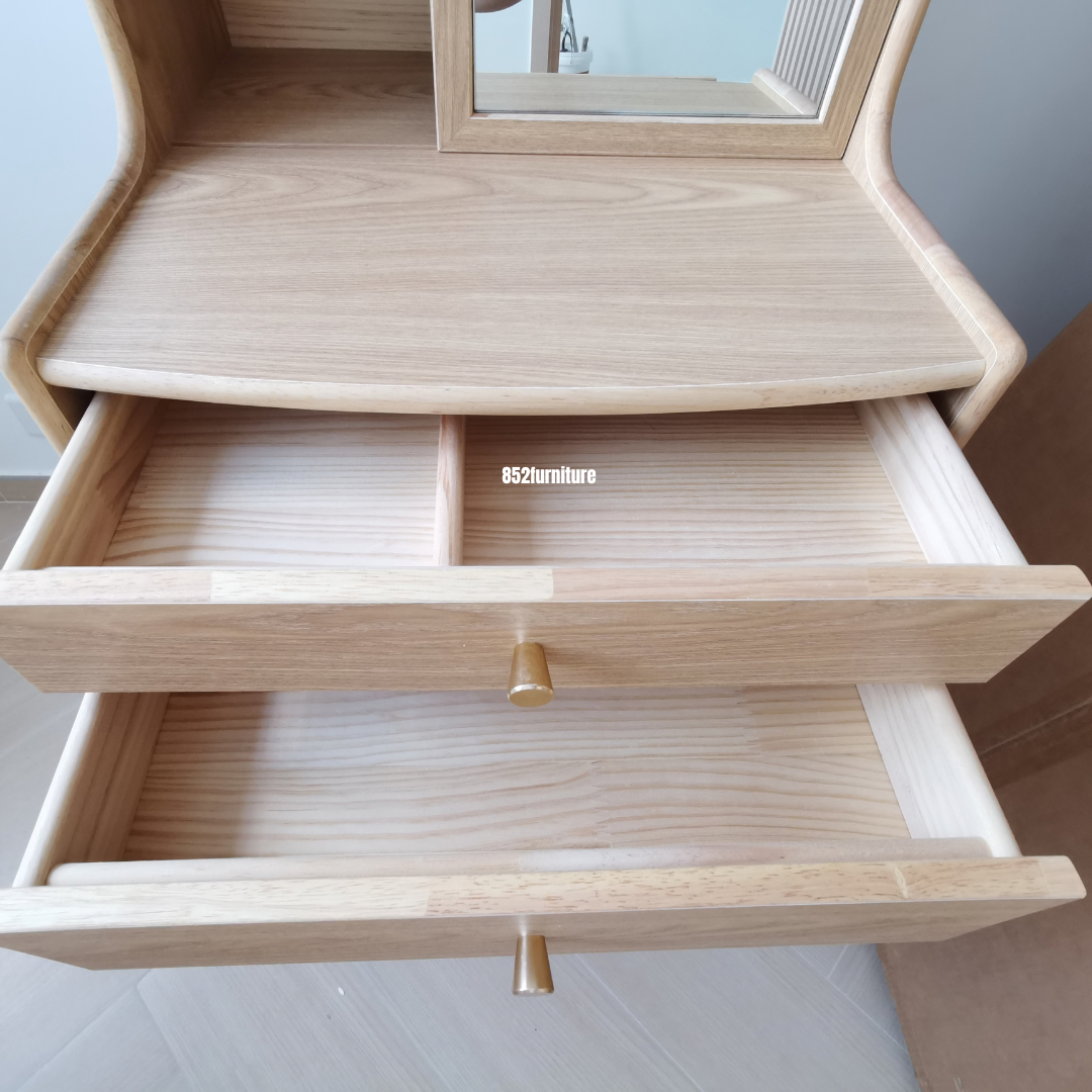 (包送貨安裝 | Delivery and Assembly Included) A590橡膠木梳妝台(不連椅, Dressing Table, No Chair)