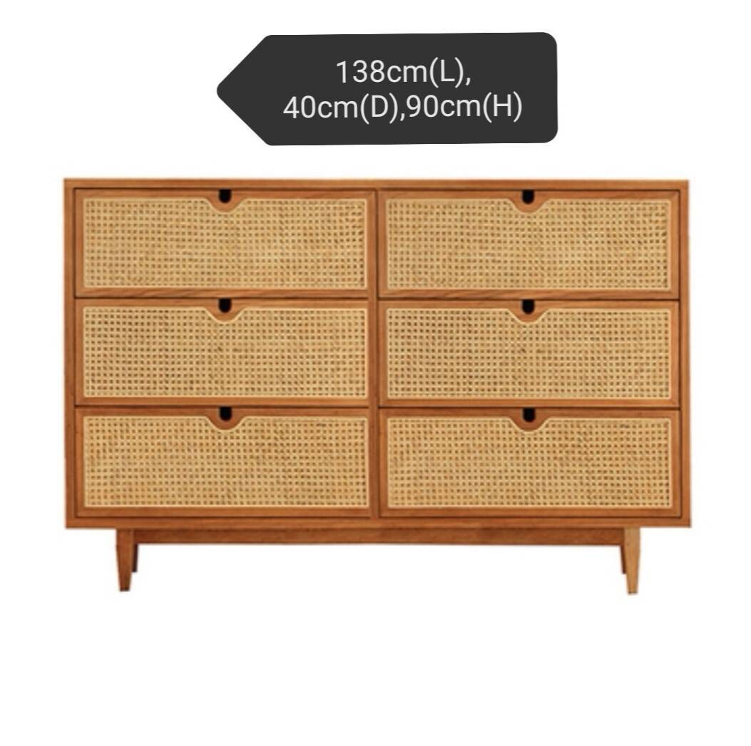 (包送貨安裝 | Delivery and Assembly Included)  A047 日式藤織面五斗櫃 (Rattan chest of drawers)