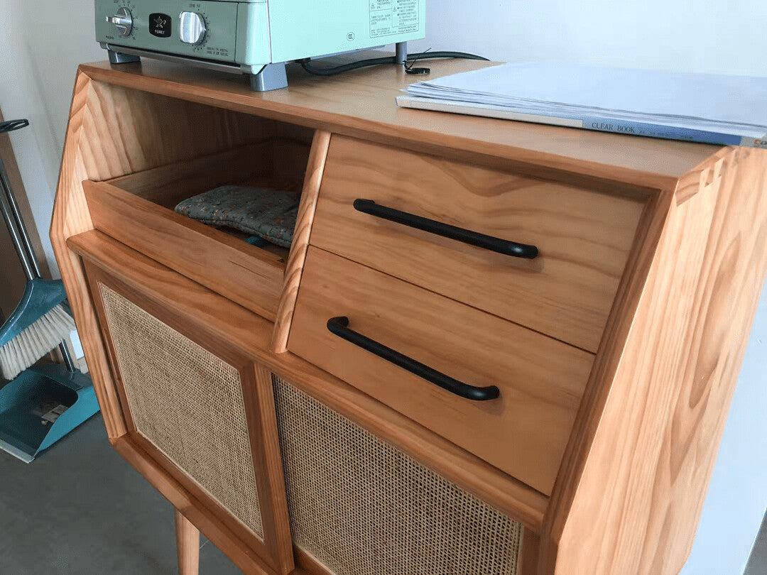(包送貨安裝 | Delivery and Assembly Included) A100 日式簡約藤織面餐邊櫃 (rattan dining sideboard)