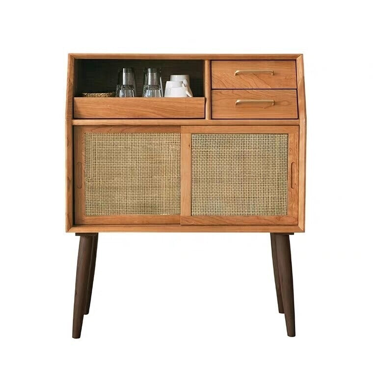 (包送貨安裝 | Delivery and Assembly Included) A100 日式簡約藤織面餐邊櫃 (rattan dining sideboard)