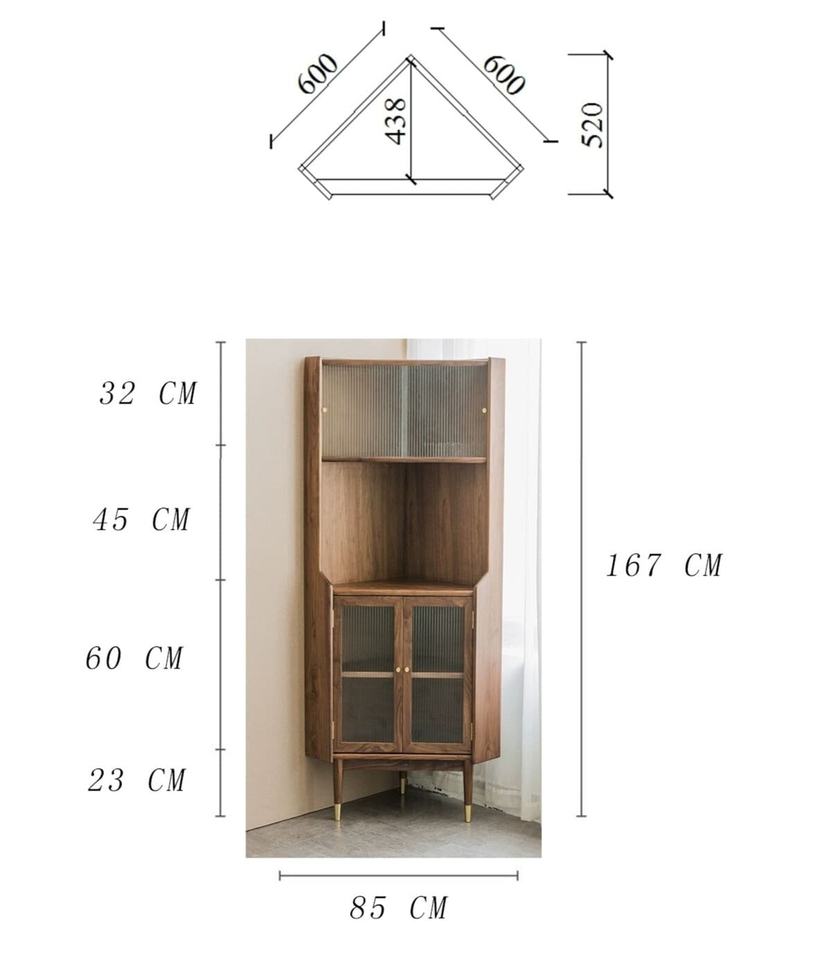 (包送貨安裝 | Delivery and Assembly Included) A130 日式長虹玻璃轉角櫃 (corner cabinet)