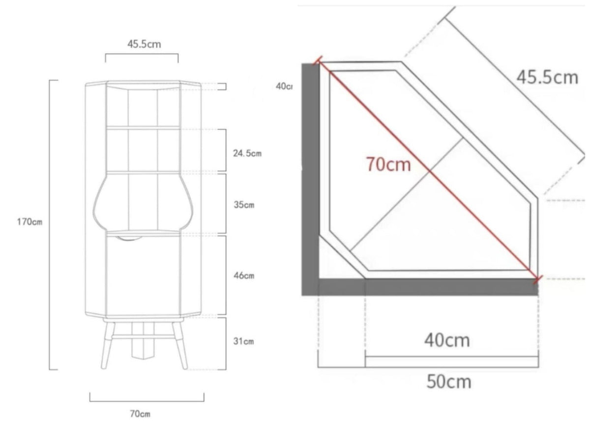 (包送貨安裝 | Delivery and Assembly Included) A131 北歐實木轉角櫃 (corner cabinet)