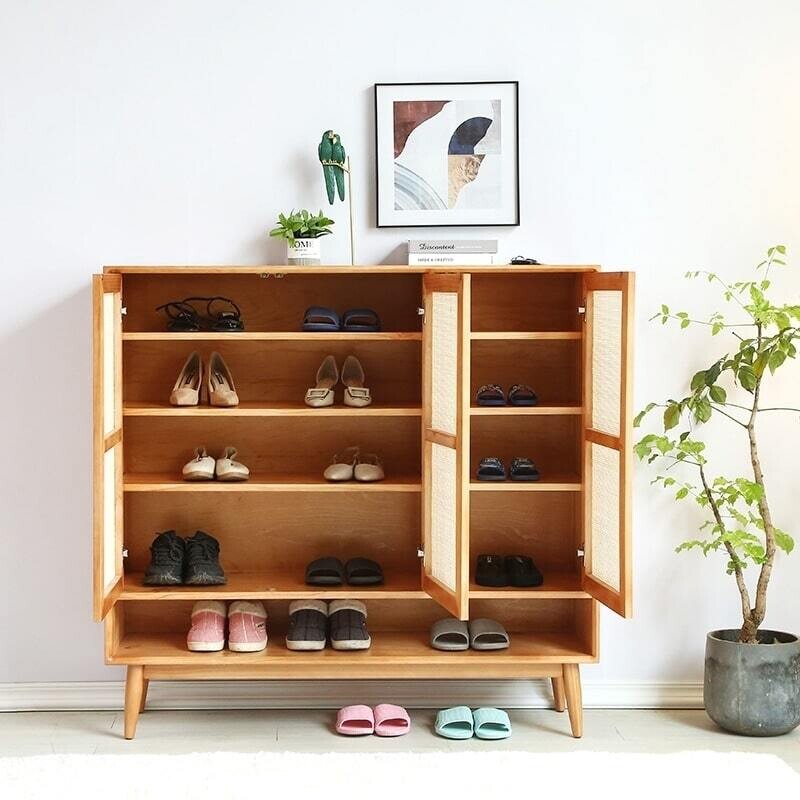 (包送貨安裝 | Delivery and Assembly Included)  A139 日式藤織面三門鞋櫃 (rattan shoe cabinet)