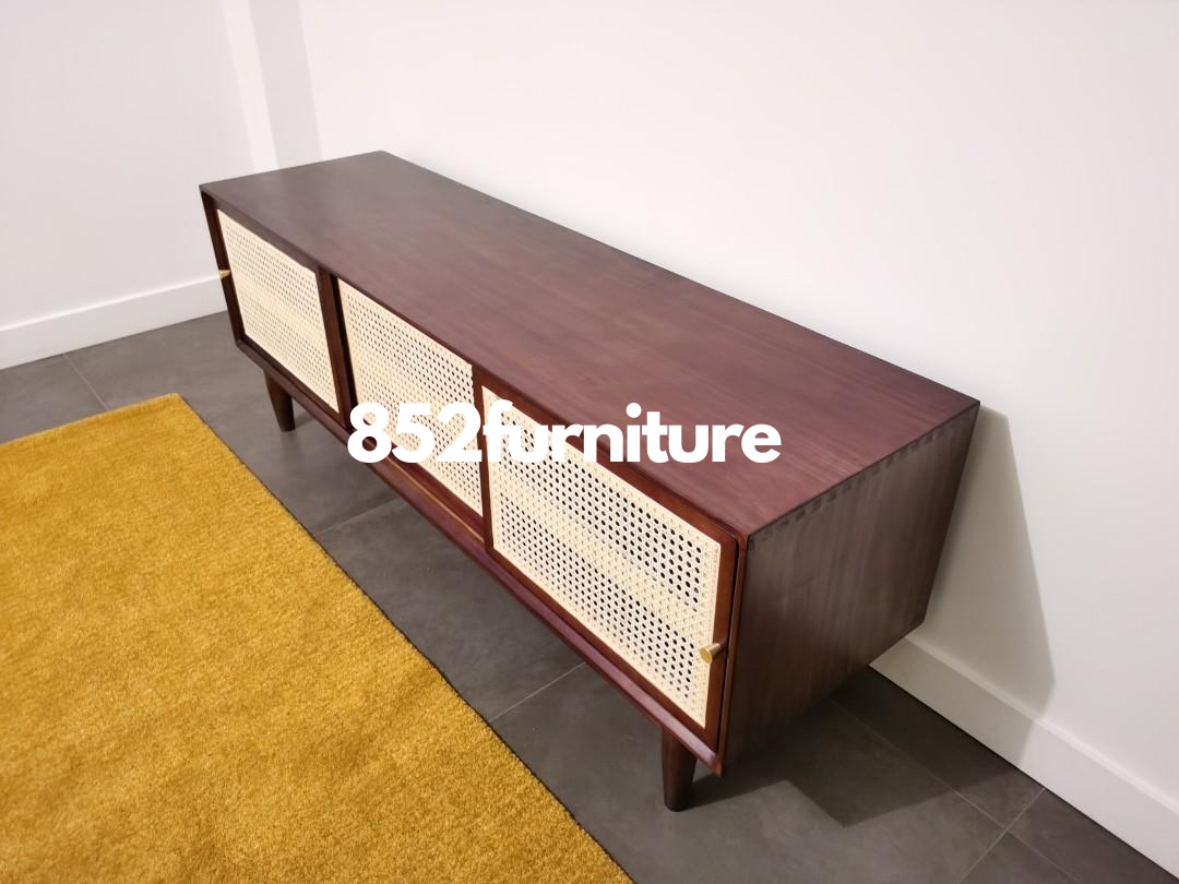 (包送貨安裝 | Delivery and Assembly Included)  A016 藤織面趟門電視櫃 (tv cabinet)