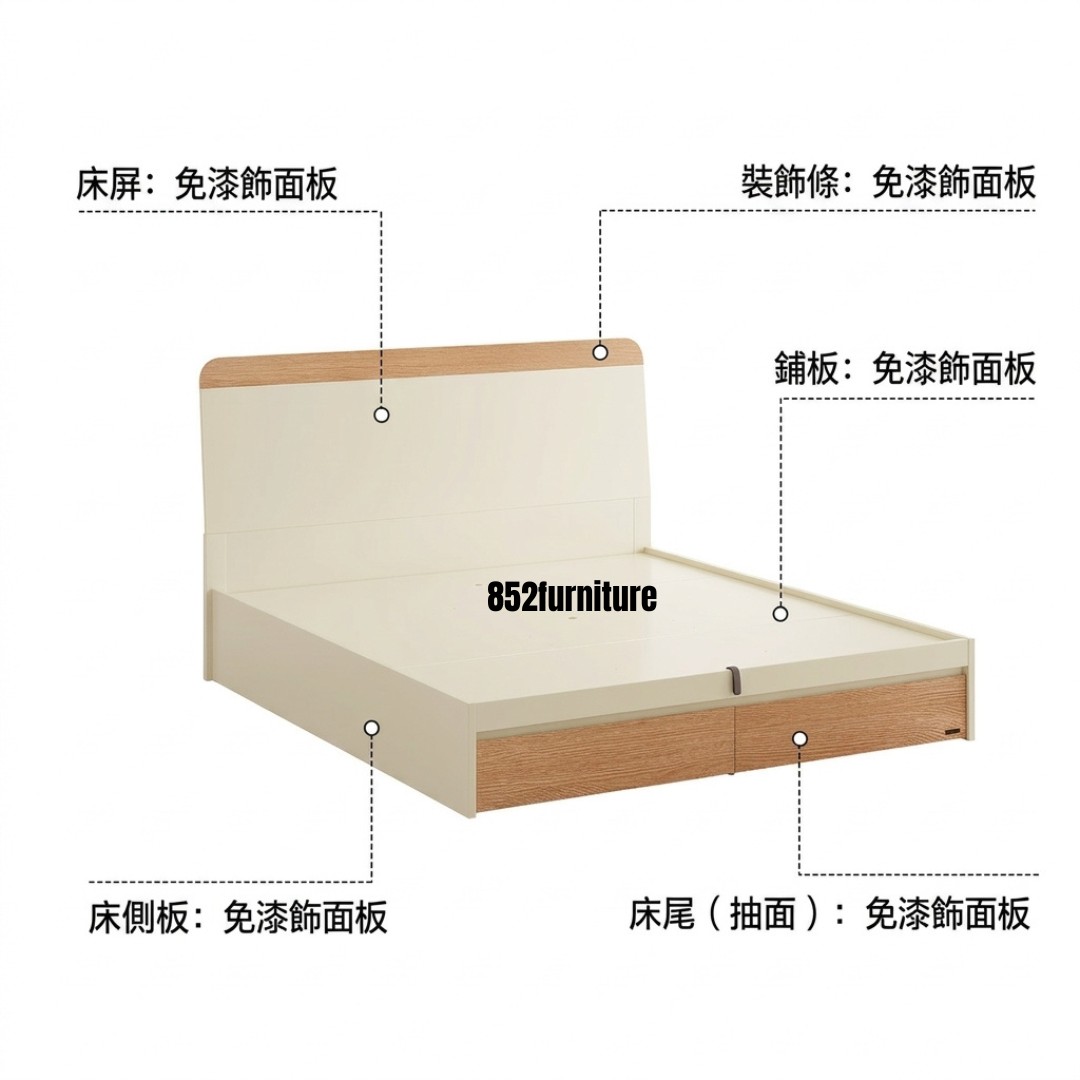 (包送貨安裝 | Delivery and Assembly Included) A642 木制櫃筒大床 (Wooden cabinet style bed)