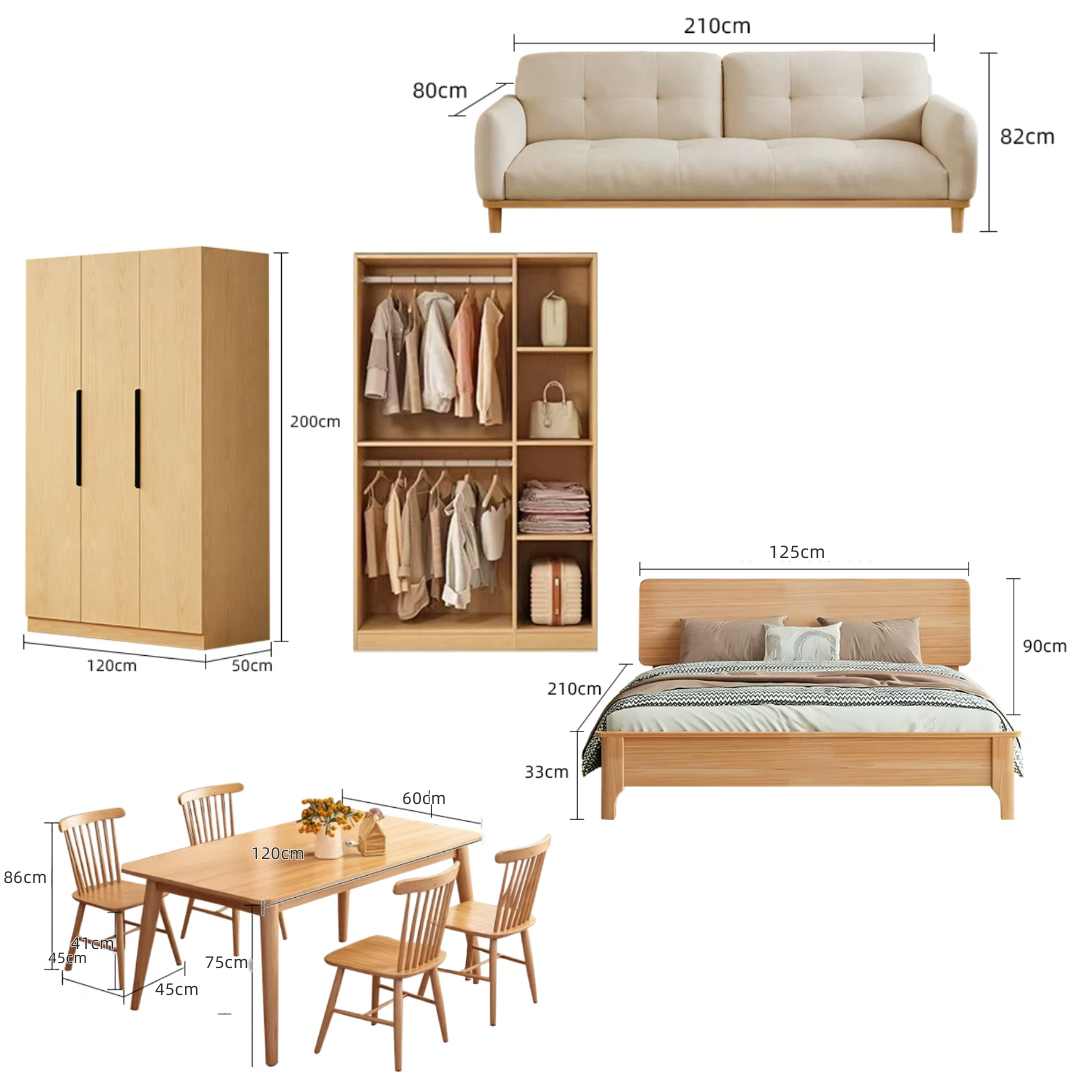 (包送貨安裝 | Delivery and Assembly Included) 梳化餐桌床衣櫃組合 (Sofa + Dining Table + Bed + Wardrobe Set)
