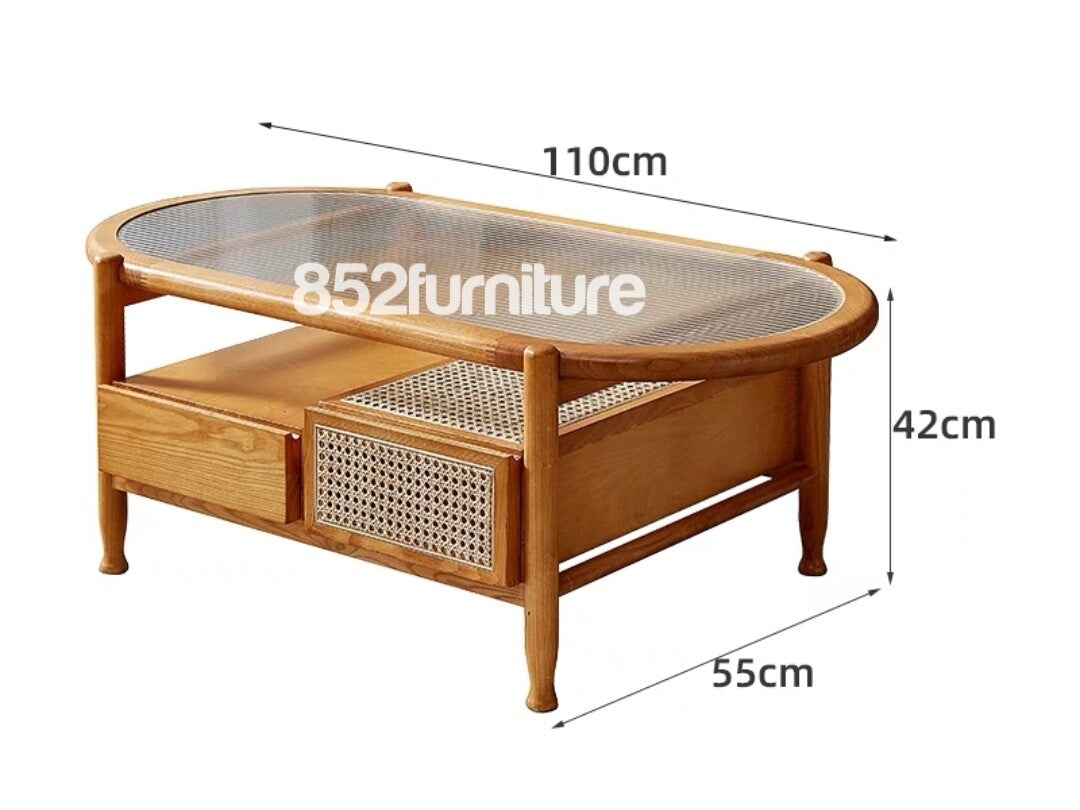 (包送貨安裝 | Delivery and Assembly Included) A364 日式長虹玻璃茶几 (Reeded glass coffee table)