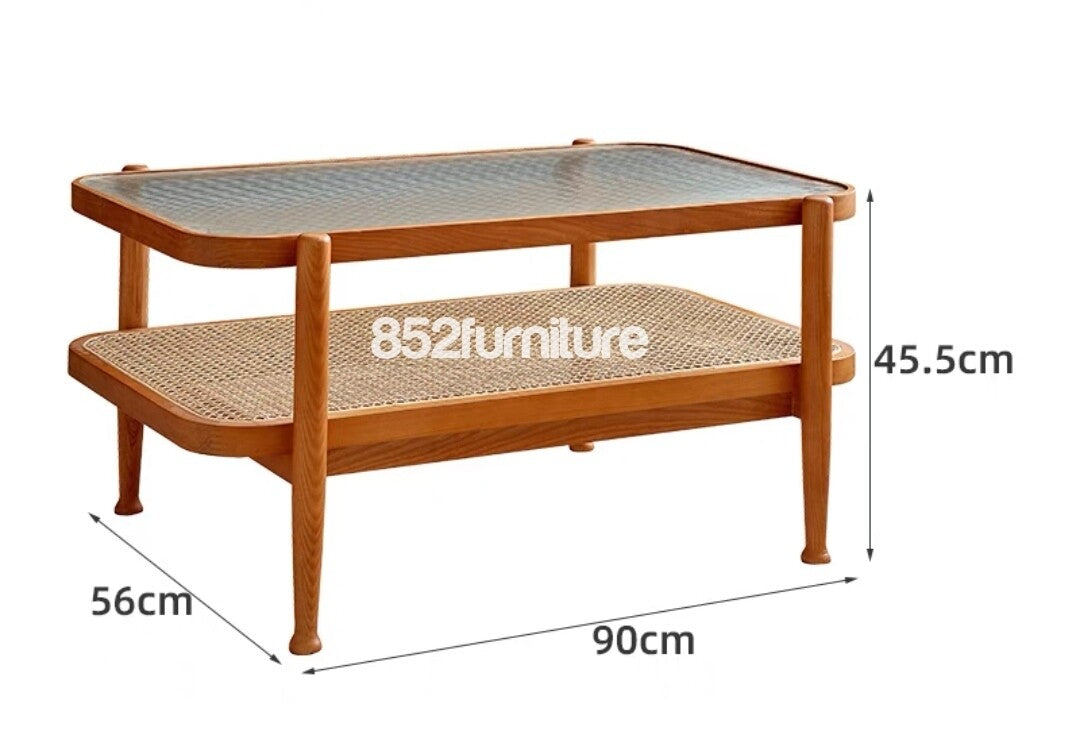 (包送貨安裝 | Delivery and Assembly Included) A364 日式長虹玻璃茶几 (Reeded glass coffee table)