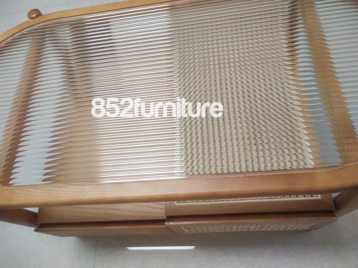 (包送貨安裝 | Delivery and Assembly Included) A364 日式長虹玻璃茶几 (Reeded glass coffee table)