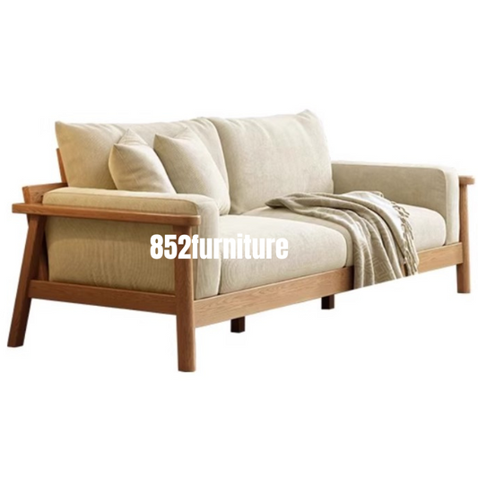 (包送貨安裝 | Delivery and Assembly Included) A388 原木布藝梳化 (Wooden fabric sofa)