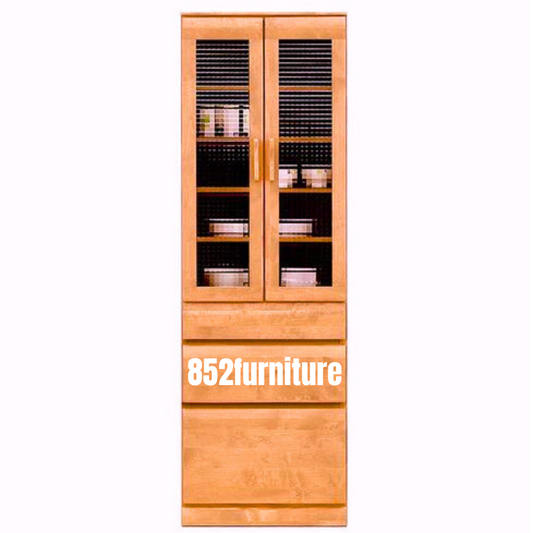 (包送貨安裝 | Delivery and Assembly Included) A415 日式長虹玻璃書櫃 (Reeded Glass Bookcase)