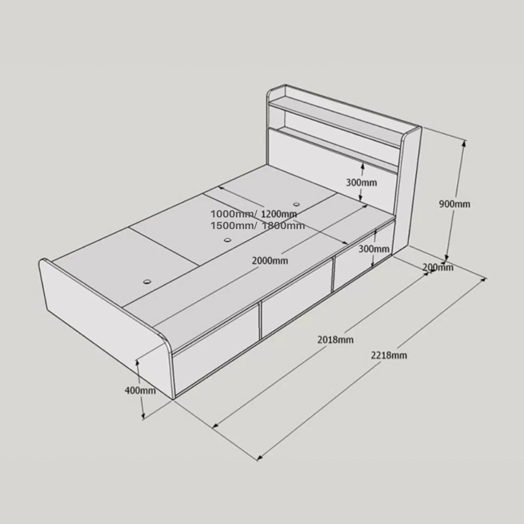 (包送貨安裝 | Delivery and Assembly Included) A637 木制櫃筒大床 (Wooden cabinet-style bed)