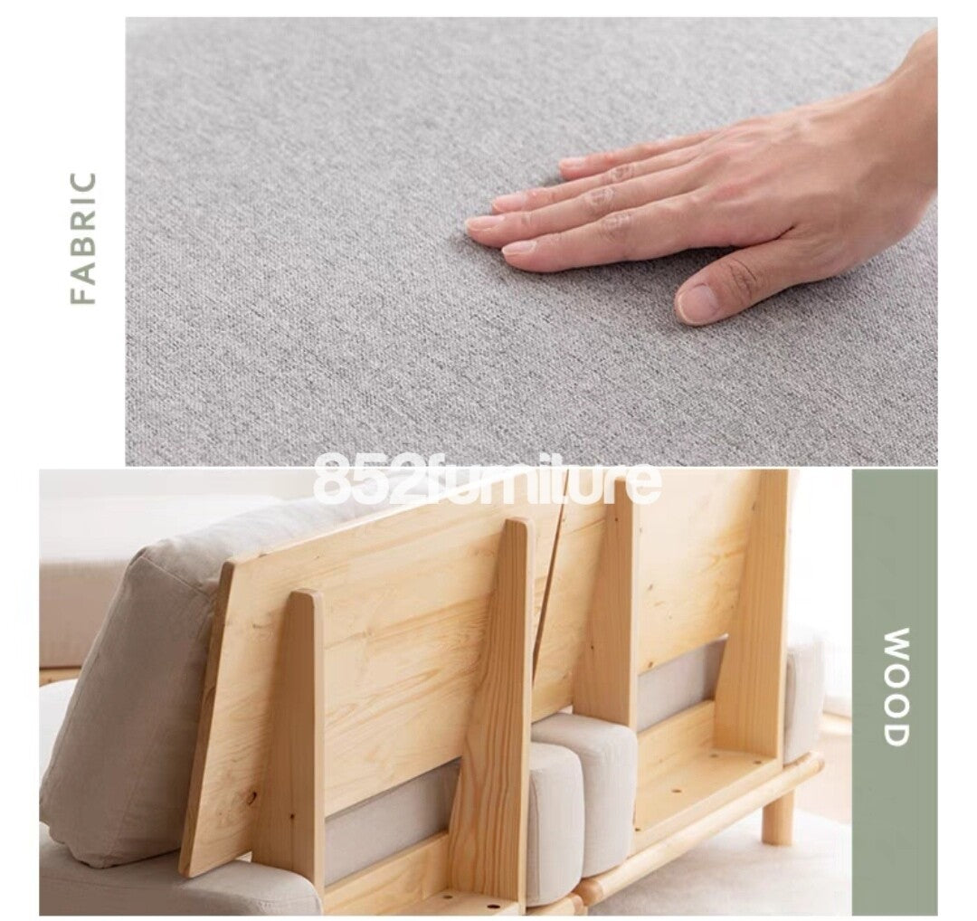 (包送貨安裝 | Delivery and Assembly Included)  A145 日式布梳化(wooden fabric sofa)