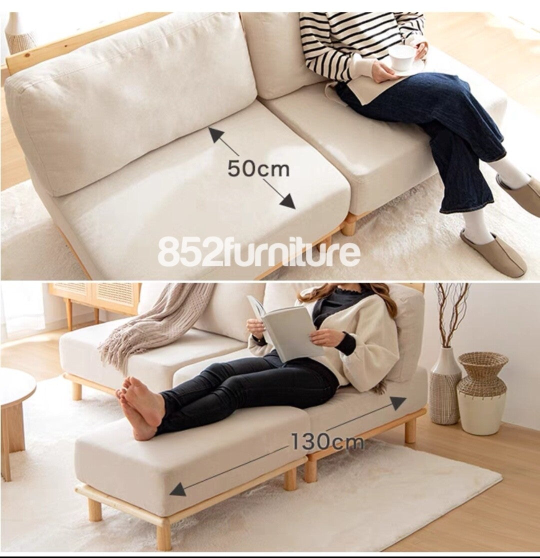 (包送貨安裝 | Delivery and Assembly Included)  A145 日式布梳化(wooden fabric sofa)