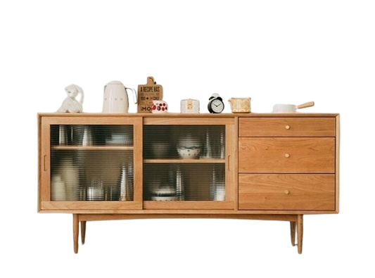 (包送貨安裝 | Delivery and Assembly Included) A099松木玻璃餐邊櫃 (dining sideboard)