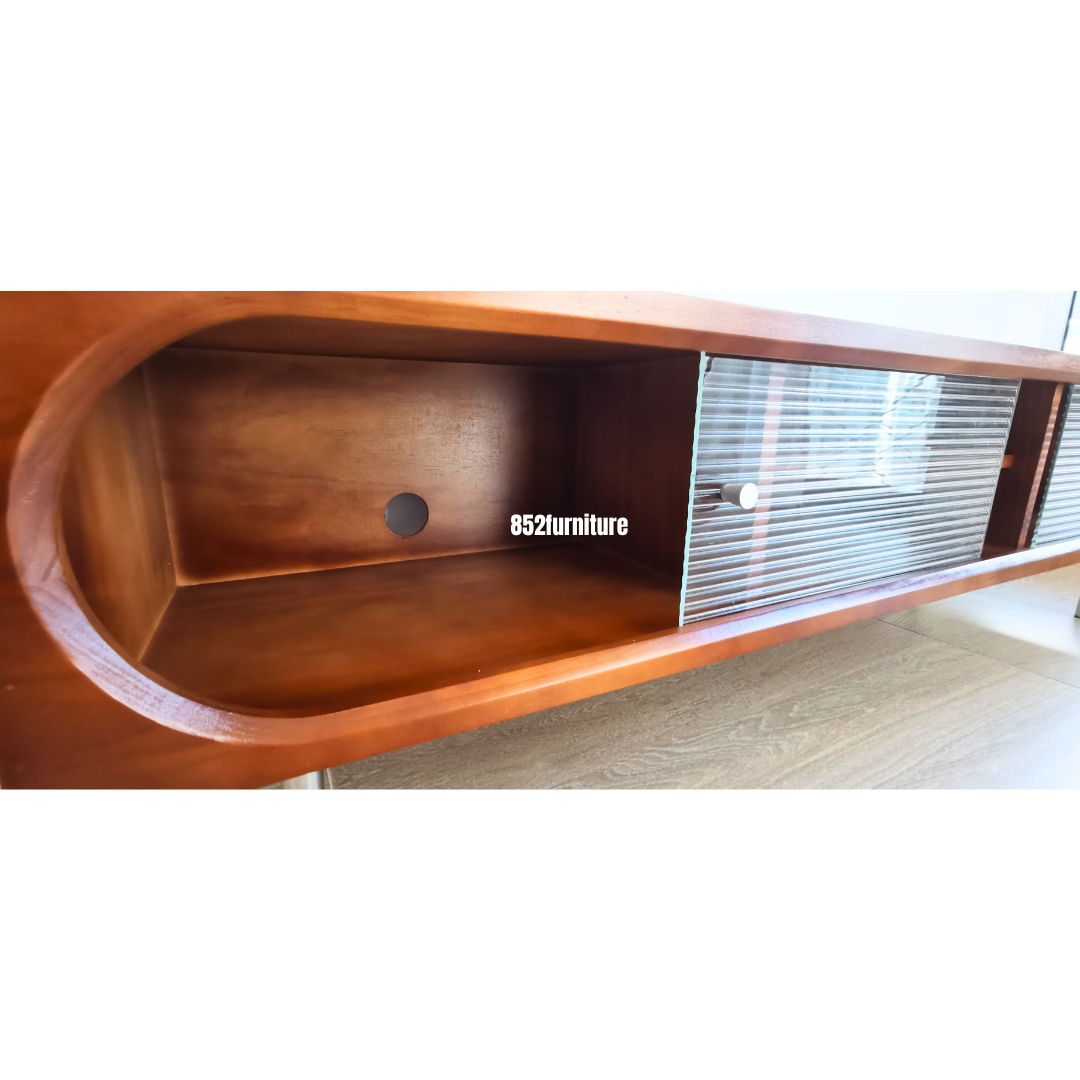 (包送貨安裝 | Delivery and Assembly Included) A220 复古實木玻璃電視櫃 (Retro tv cabinet)