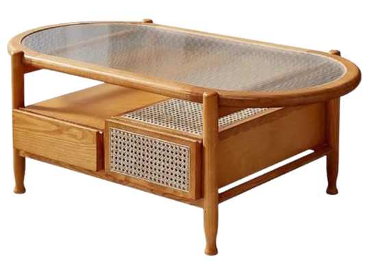 (包送貨安裝 | Delivery and Assembly Included) A364 日式長虹玻璃茶几 (Reeded glass coffee table)