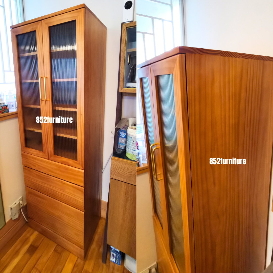 (包送貨安裝 | Delivery and Assembly Included) A415 日式長虹玻璃書櫃 (Reeded Glass Bookcase)