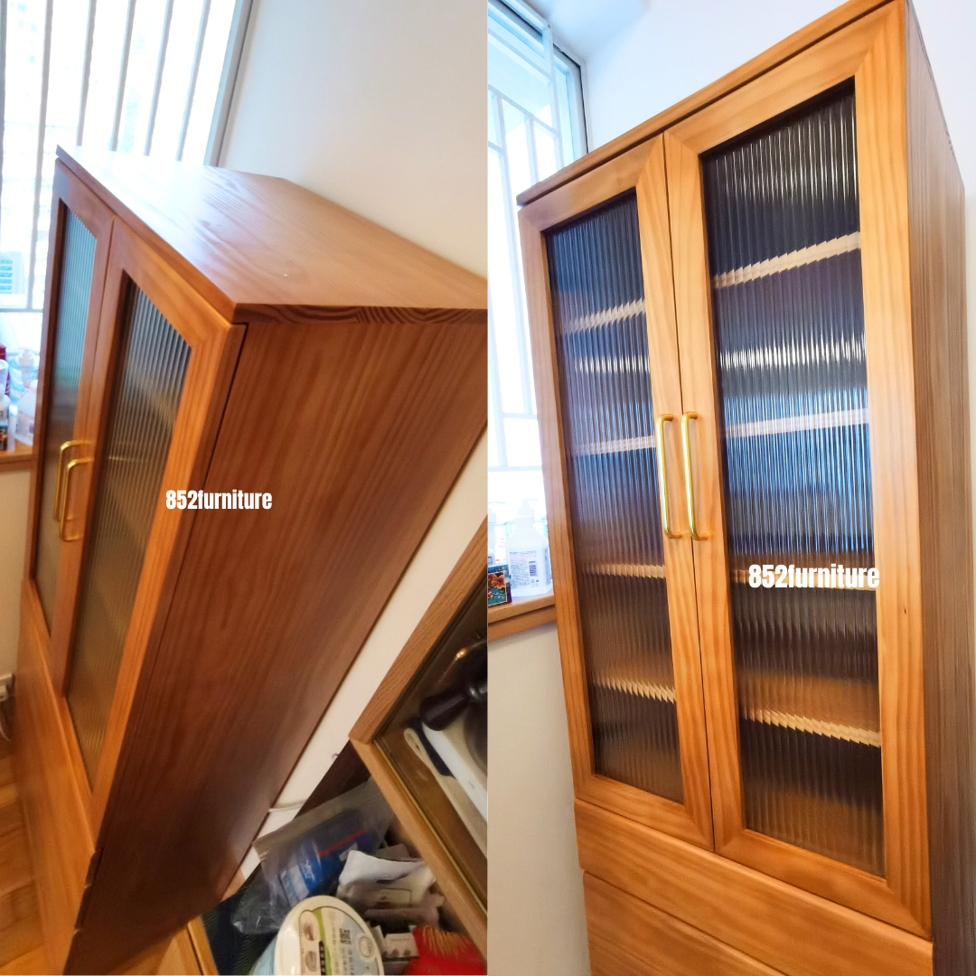 (包送貨安裝 | Delivery and Assembly Included) A415 日式長虹玻璃書櫃 (Reeded Glass Bookcase)