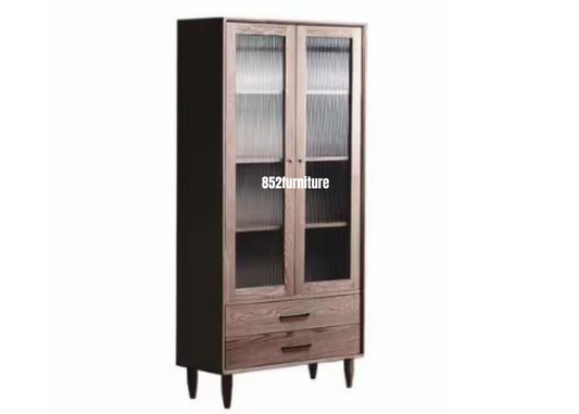 (包送貨安裝 | Delivery and Assembly Included)  A020 日式長虹玻璃書櫃 (Reeded Glass Bookshelf)