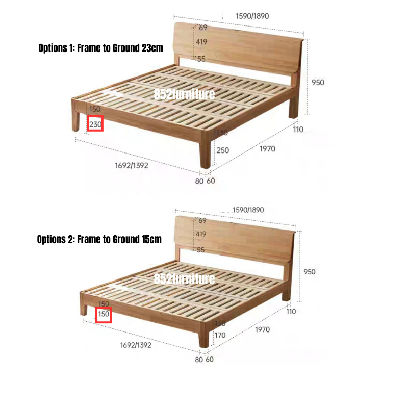 (包送貨安裝 | Delivery and Assembly Included) A103日式橡木大床 (Oak bed frame)