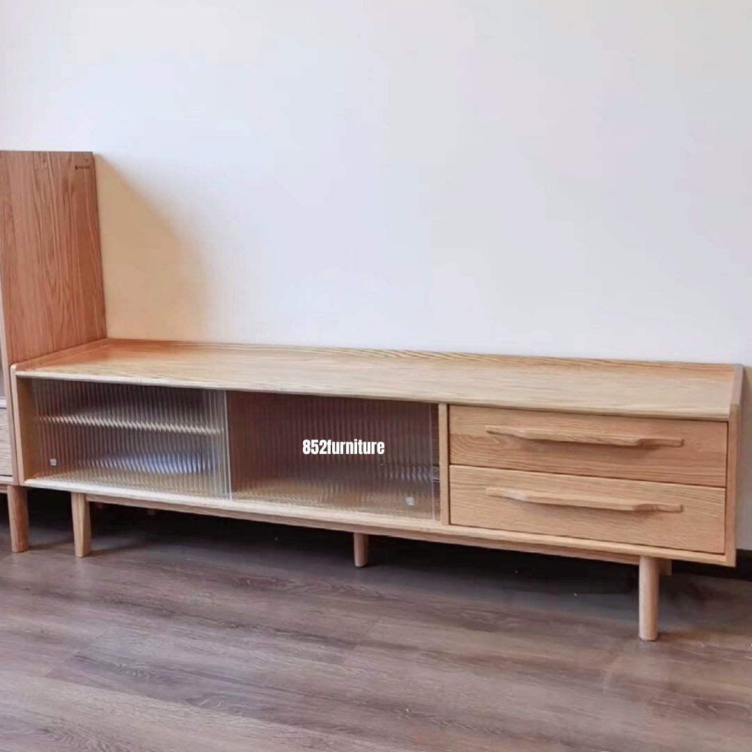 (包送貨安裝 | Delivery and Assembly Included) A163橡木玻璃電視櫃 (tv cabinet)