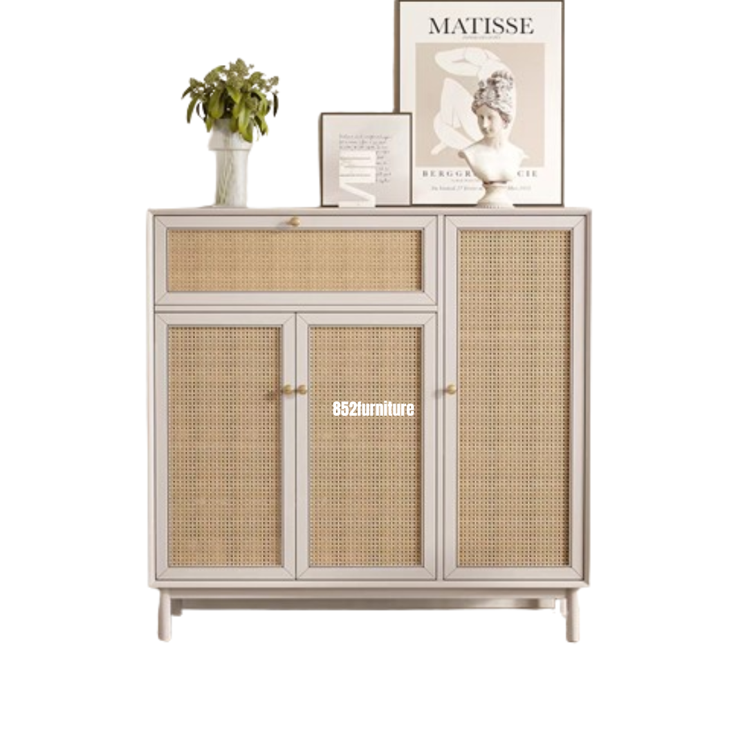 (包送貨安裝 | Delivery and Assembly Included) A167 實木藤織面鞋櫃 (rattan shoe cabinet)