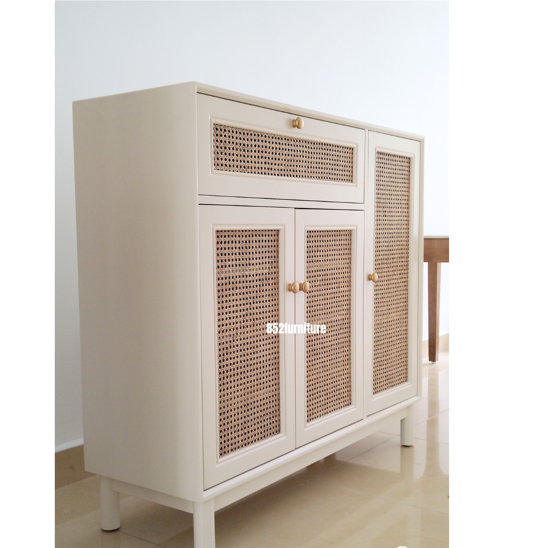 (包送貨安裝 | Delivery and Assembly Included) A167 實木藤織面鞋櫃 (rattan shoe cabinet)