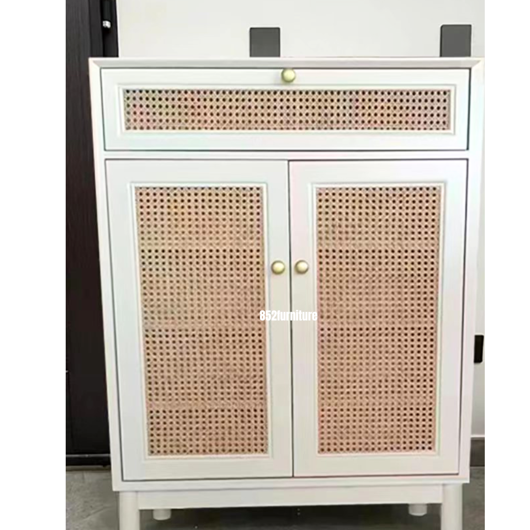 (包送貨安裝 | Delivery and Assembly Included) A167 實木藤織面鞋櫃 (rattan shoe cabinet)