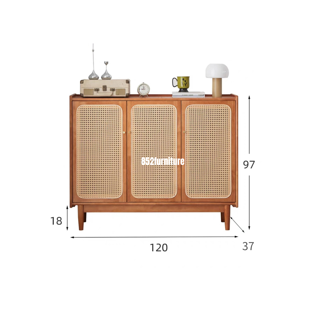(包送貨安裝 | Delivery and Assembly Included) A194 日式藤織面躺門鞋櫃 (Rattan shoe cabinet)