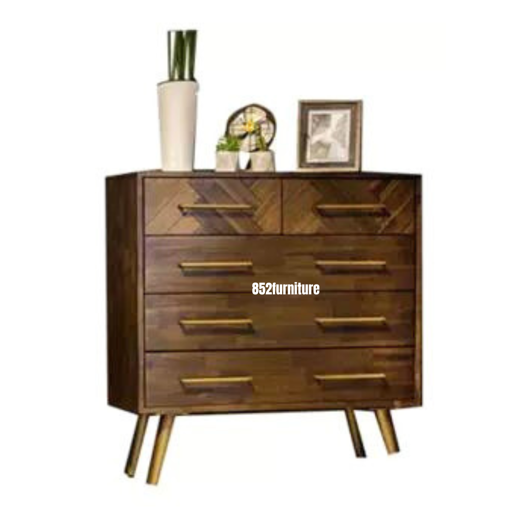 (包送貨安裝 | Delivery and Assembly Included)  A247 北歐實木五桶櫃(Wooden Chest of Drawers)
