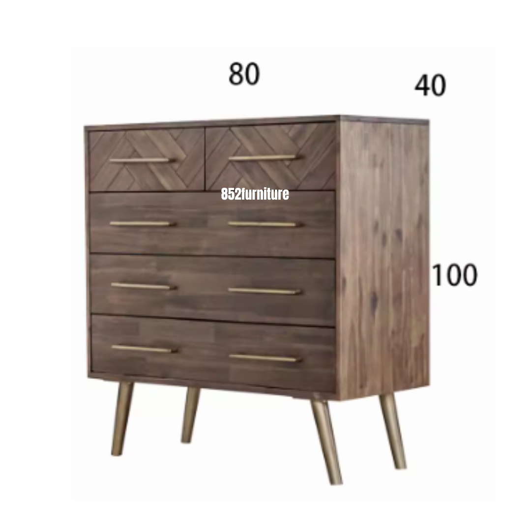 (包送貨安裝 | Delivery and Assembly Included)  A247 北歐實木五桶櫃(Wooden Chest of Drawers)
