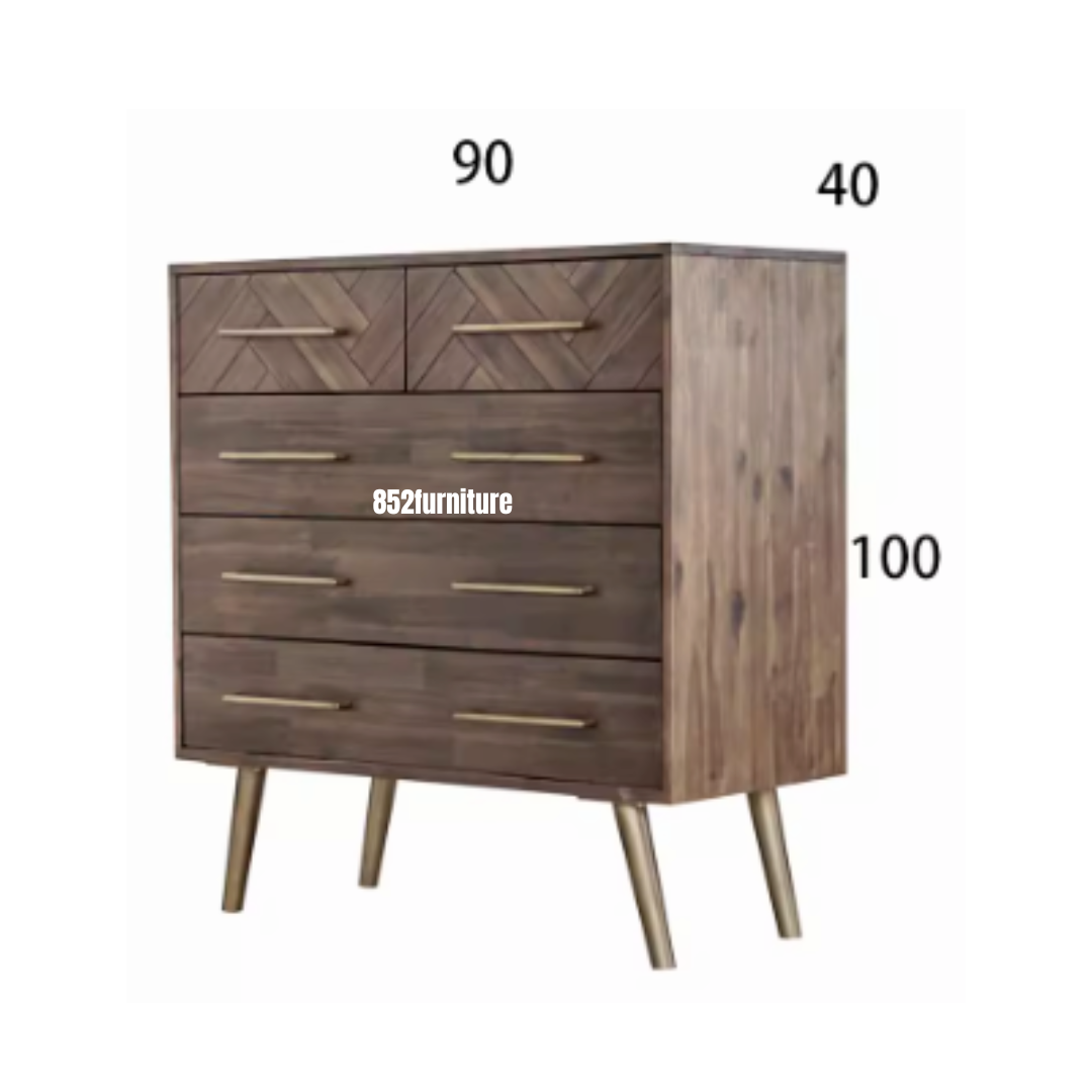 (包送貨安裝 | Delivery and Assembly Included)  A247 北歐實木五桶櫃(Wooden Chest of Drawers)