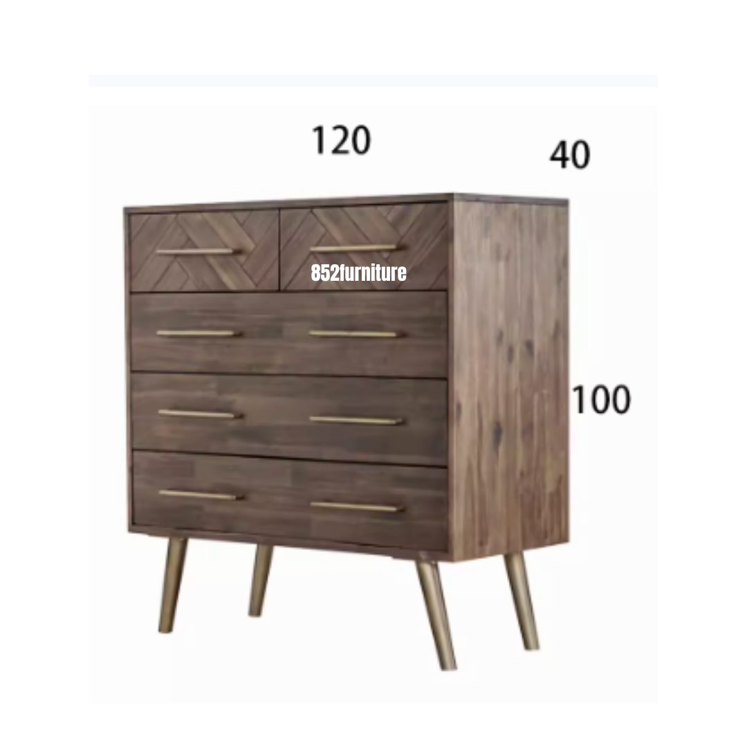 (包送貨安裝 | Delivery and Assembly Included)  A247 北歐實木五桶櫃(Wooden Chest of Drawers)