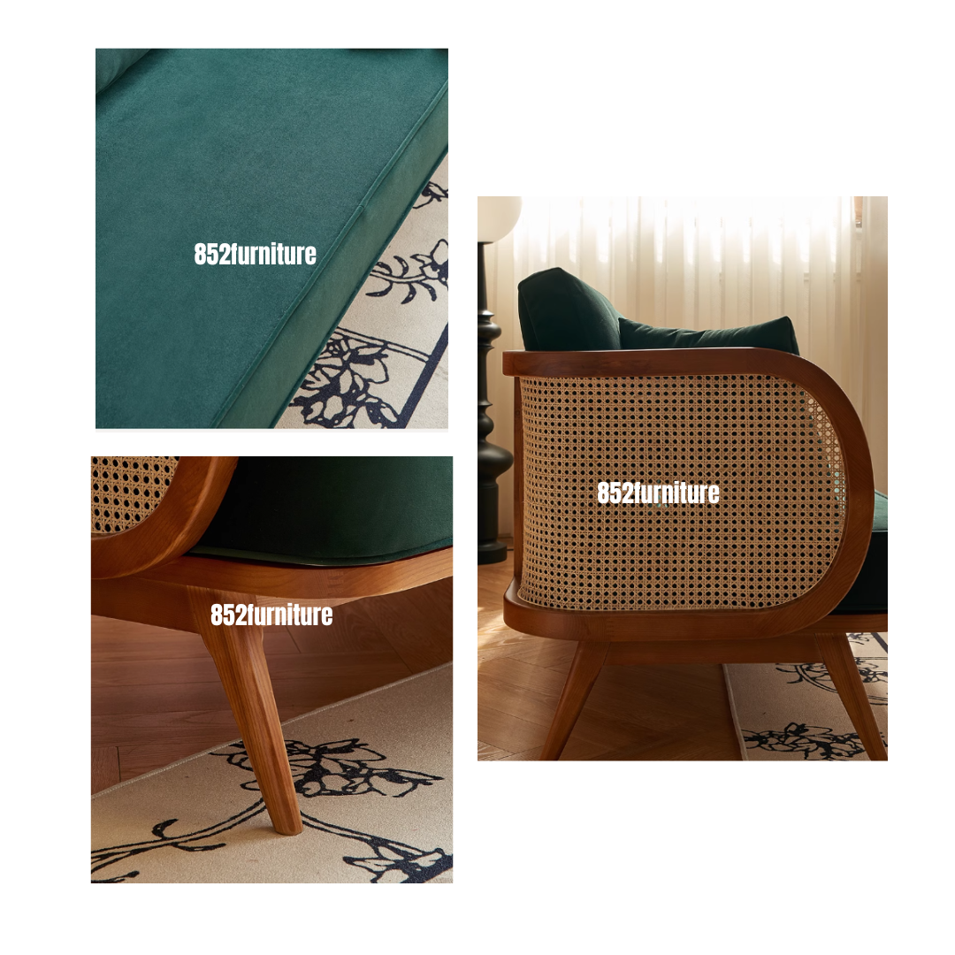(包送貨安裝 | Delivery and Assembly Included) A262 日式藤面布梳化(Solid wood fabric sofa)