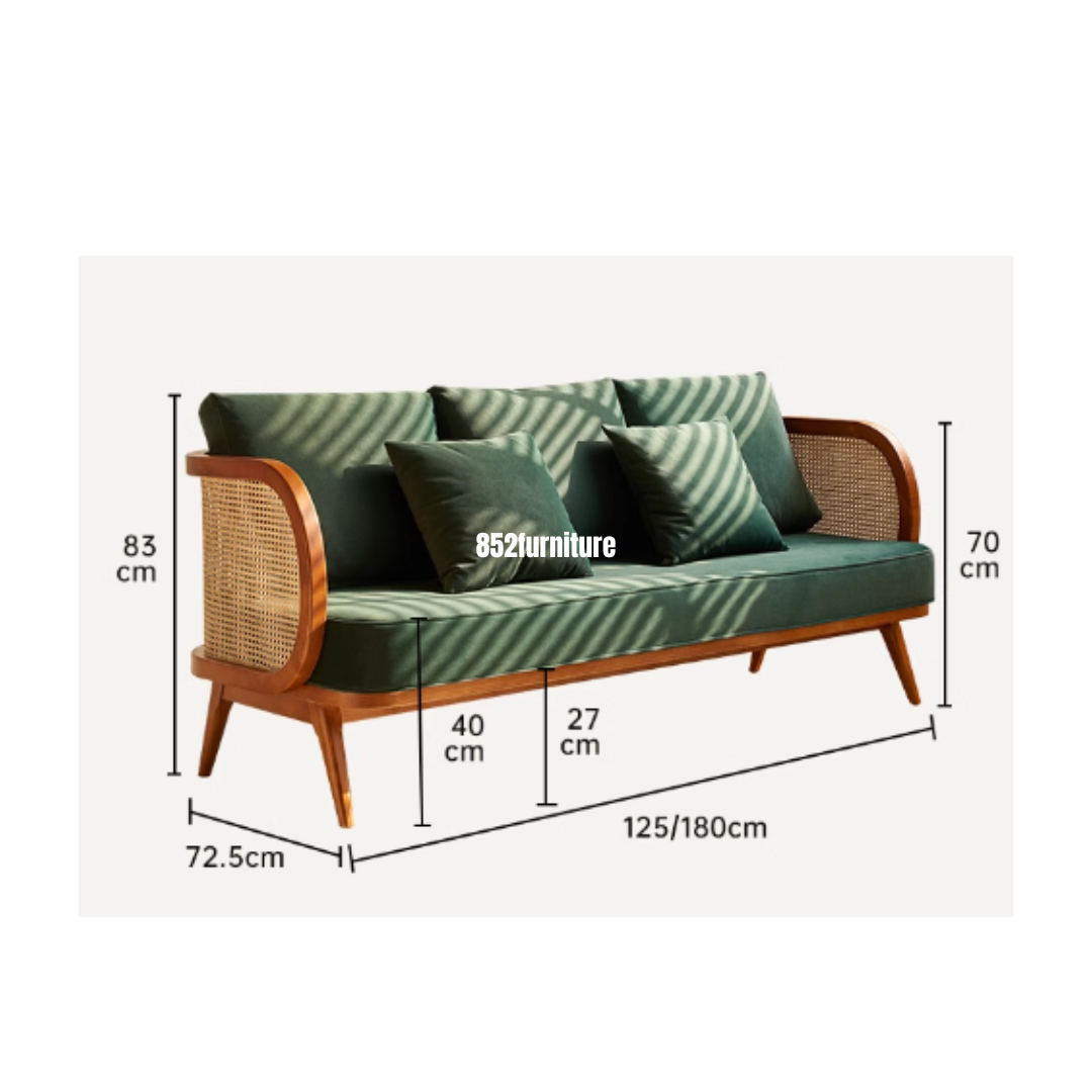 (包送貨安裝 | Delivery and Assembly Included) A262 日式藤面布梳化(Solid wood fabric sofa)