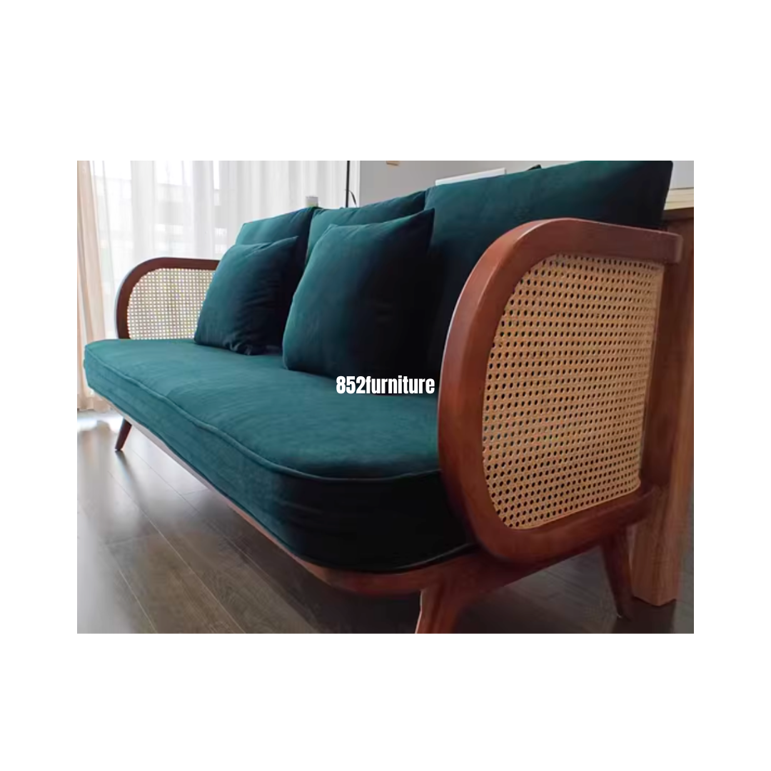 (包送貨安裝 | Delivery and Assembly Included) A262 日式藤面布梳化(Solid wood fabric sofa)