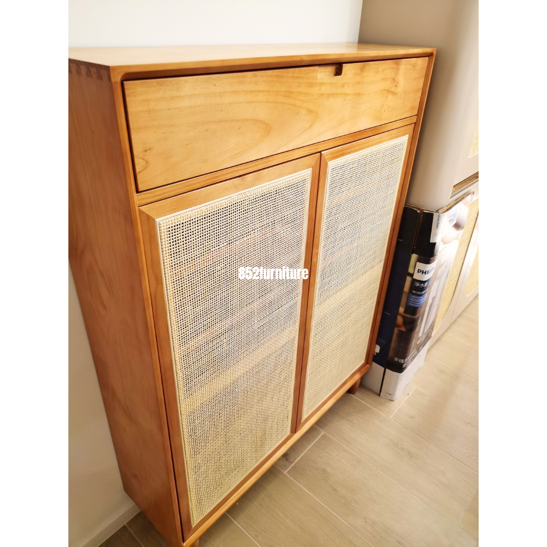 (包送貨安裝 | Delivery and Assembly Included) A266日式藤面鞋櫃(Rattan shoe cabinet)