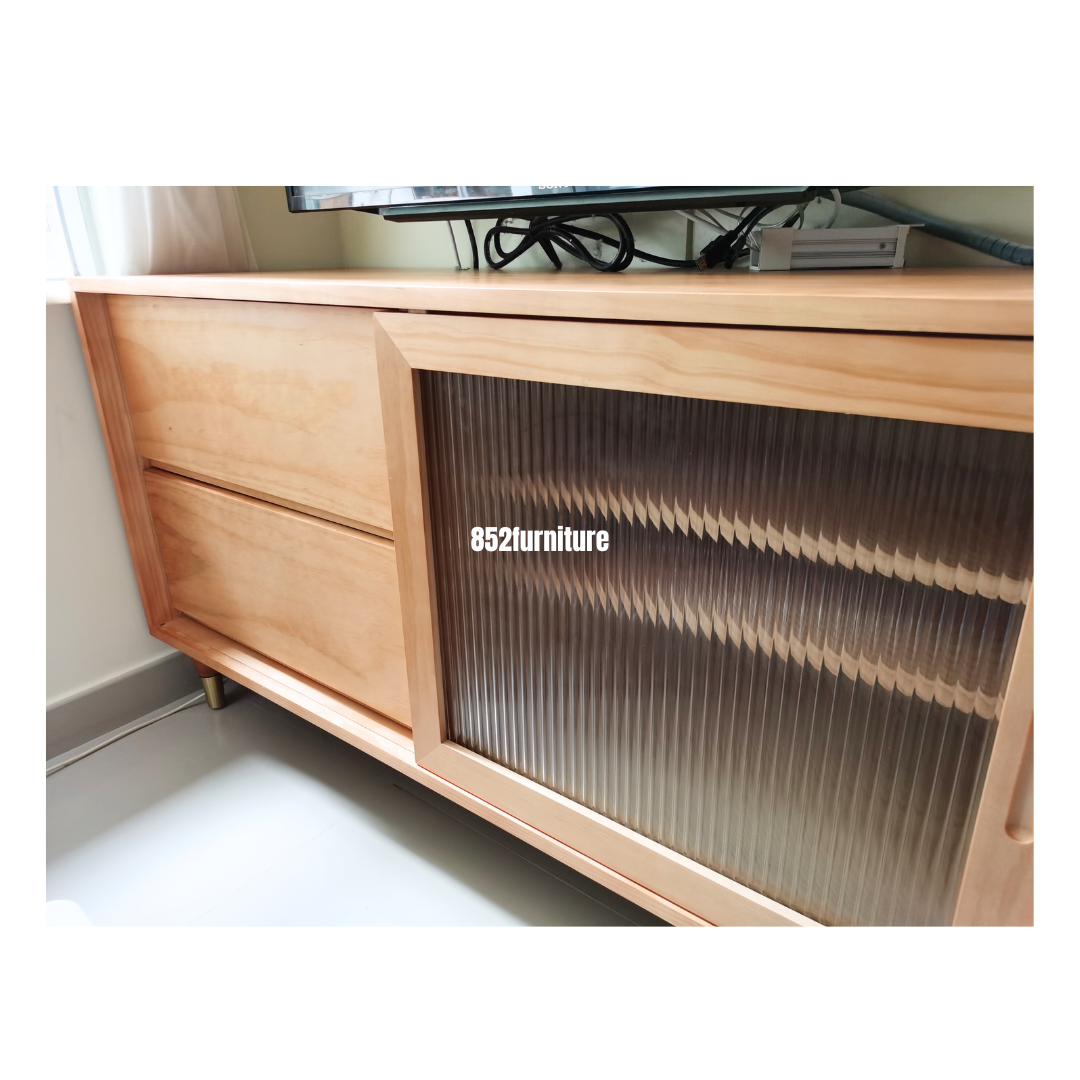 (包送裝安裝 | delivery and assembly included) A268日式玻璃電視櫃 (Reeded glass tv cabinet)
