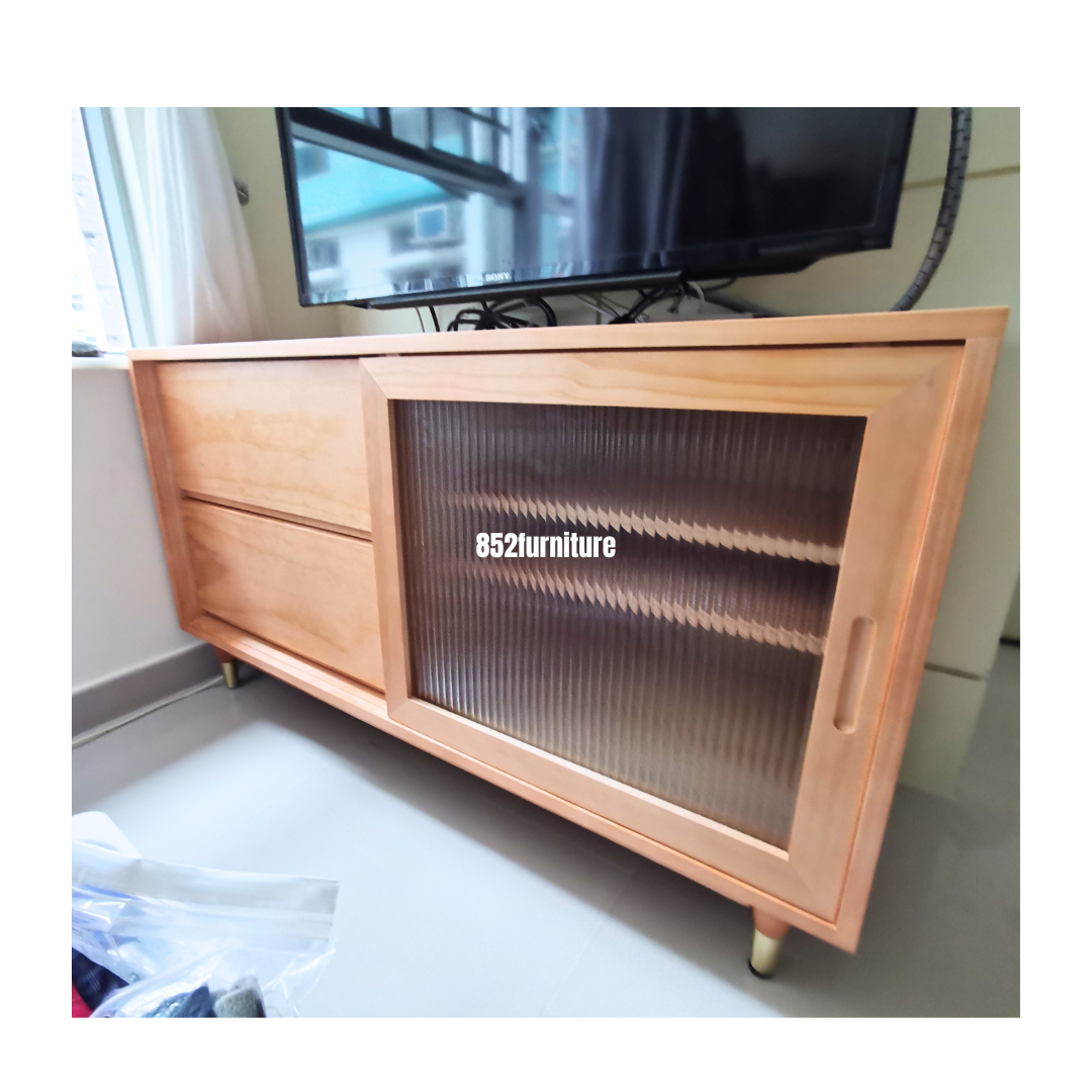 (包送裝安裝 | delivery and assembly included) A268日式玻璃電視櫃 (Reeded glass tv cabinet)