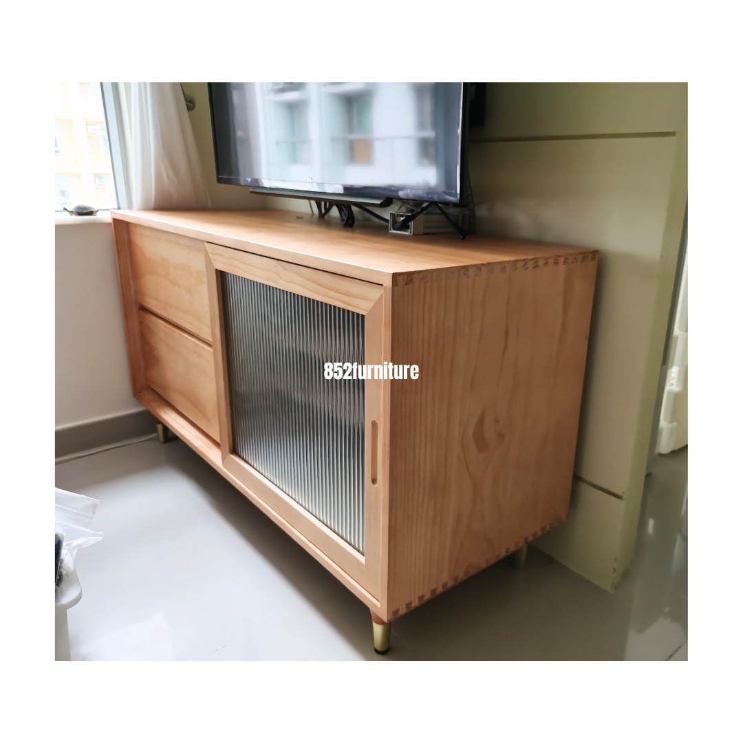 (包送裝安裝 | delivery and assembly included) A268日式玻璃電視櫃 (Reeded glass tv cabinet)