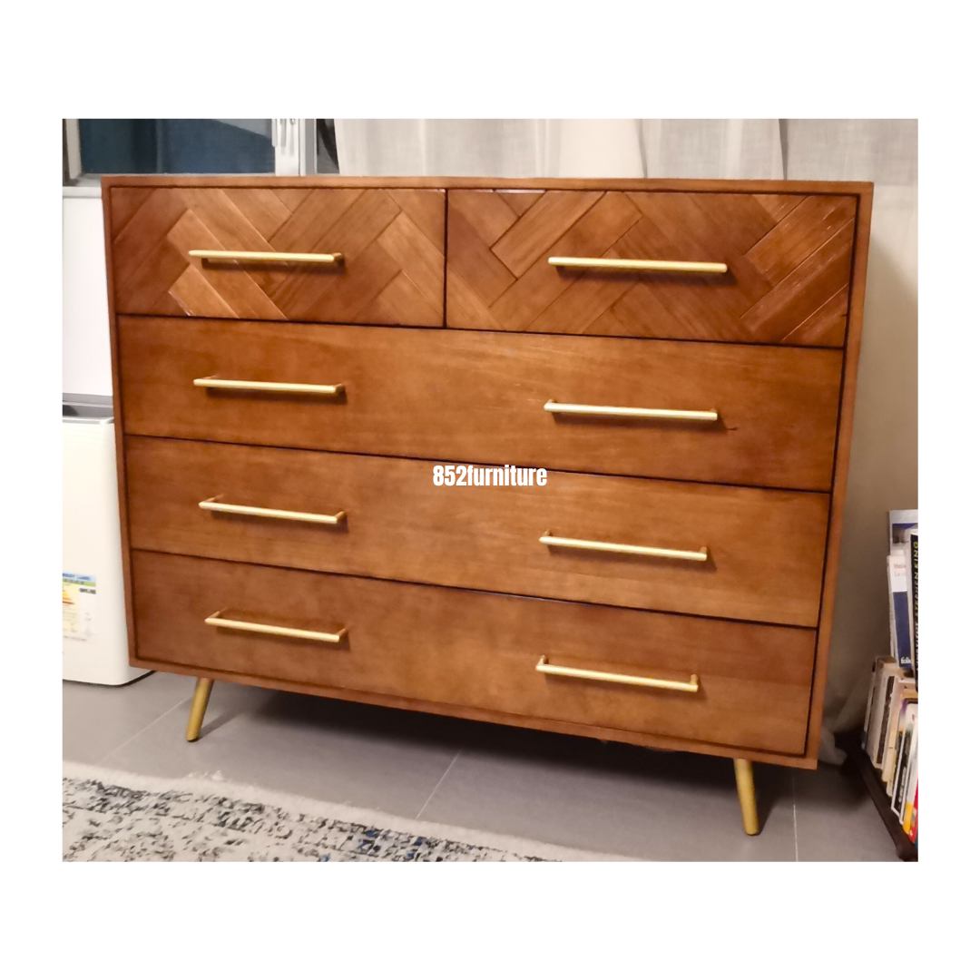 (包送貨安裝 | Delivery and Assembly Included)  A247 北歐實木五桶櫃(Wooden Chest of Drawers)
