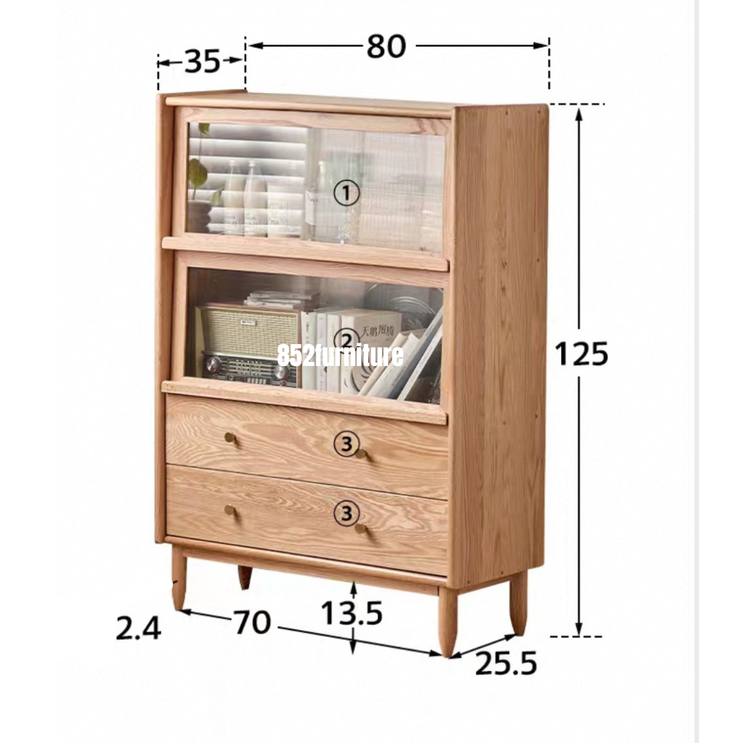 (包送貨安裝 | Delivery and Assembly Included) A310 橡木玻璃斗櫃 (Oak Chest of Drawers)