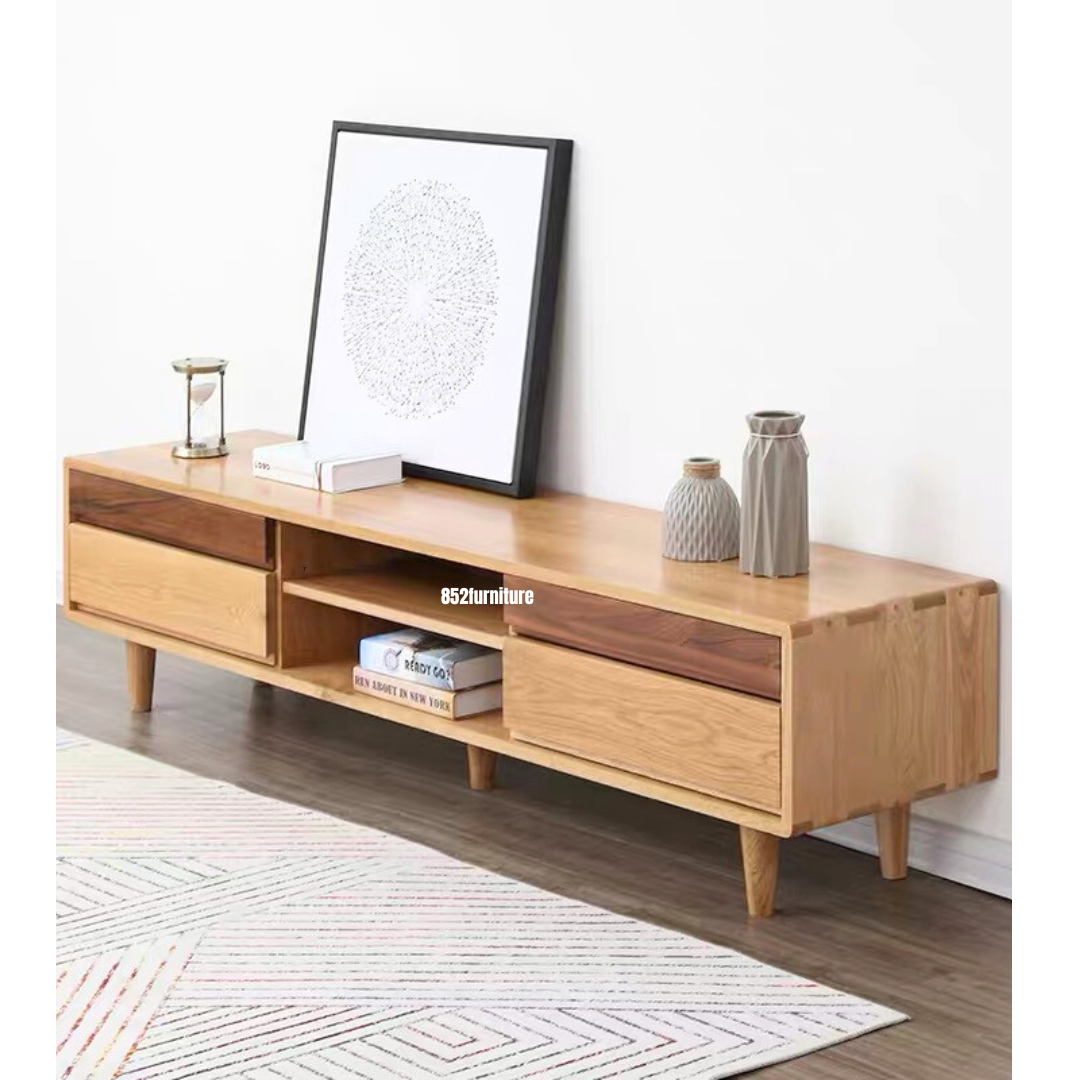 (包送貨安裝 | Delivery and Assembly Included)  A340日式橡木電視櫃 (Oak tv cabinet)